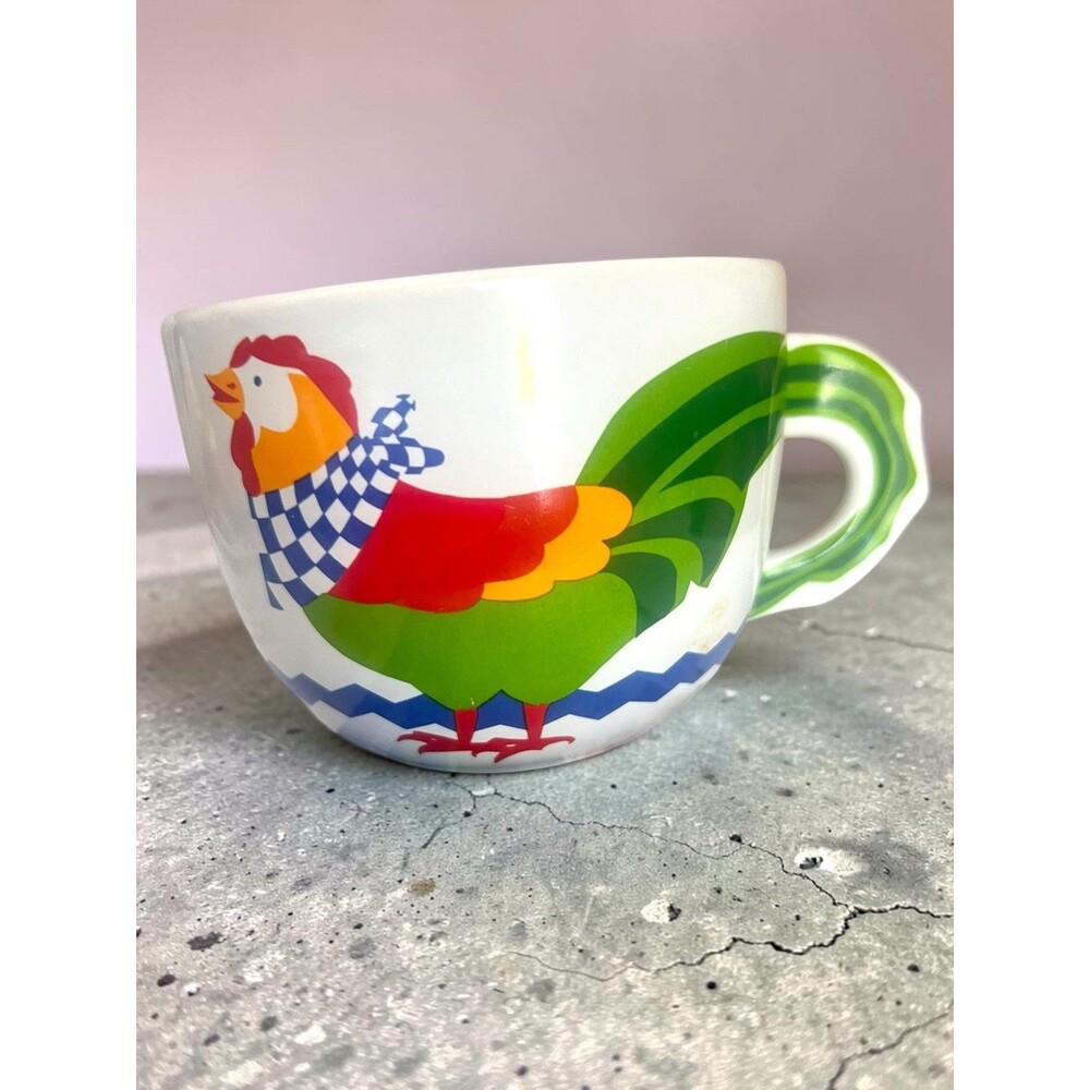 Vintage FTD Rooster Mug Oversized Chicken Coffee Cup Farmhouse Kitchen Decor